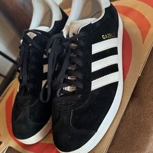 adidas Black Suede Sneakers with White Stripes (Gazelle Style)